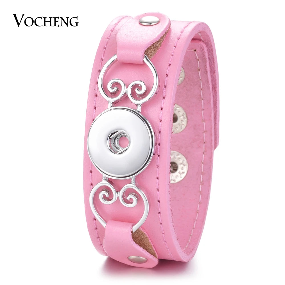 Sandy Snap Genuine Leather Bracelet Fits 18mm Snap Button Charms