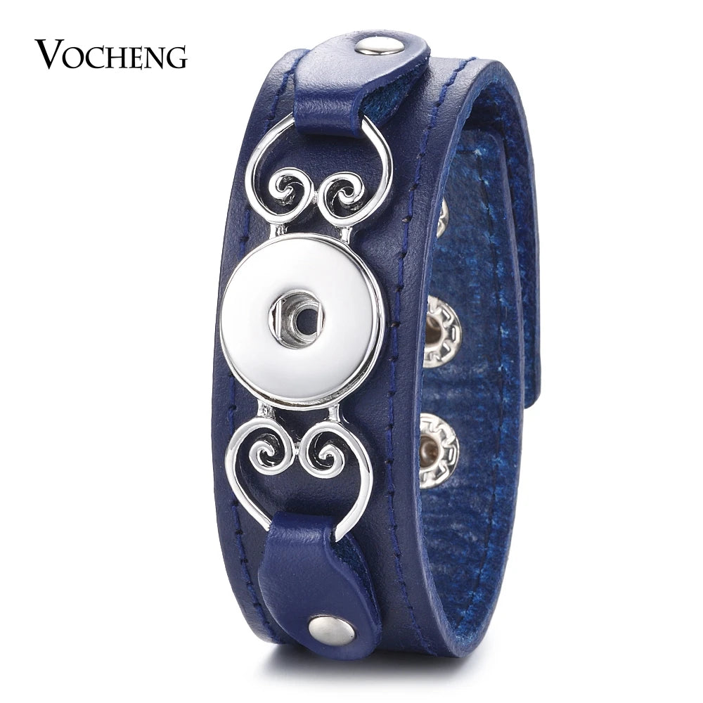 Sandy Snap Genuine Leather Bracelet Fits 18mm Snap Button Charms