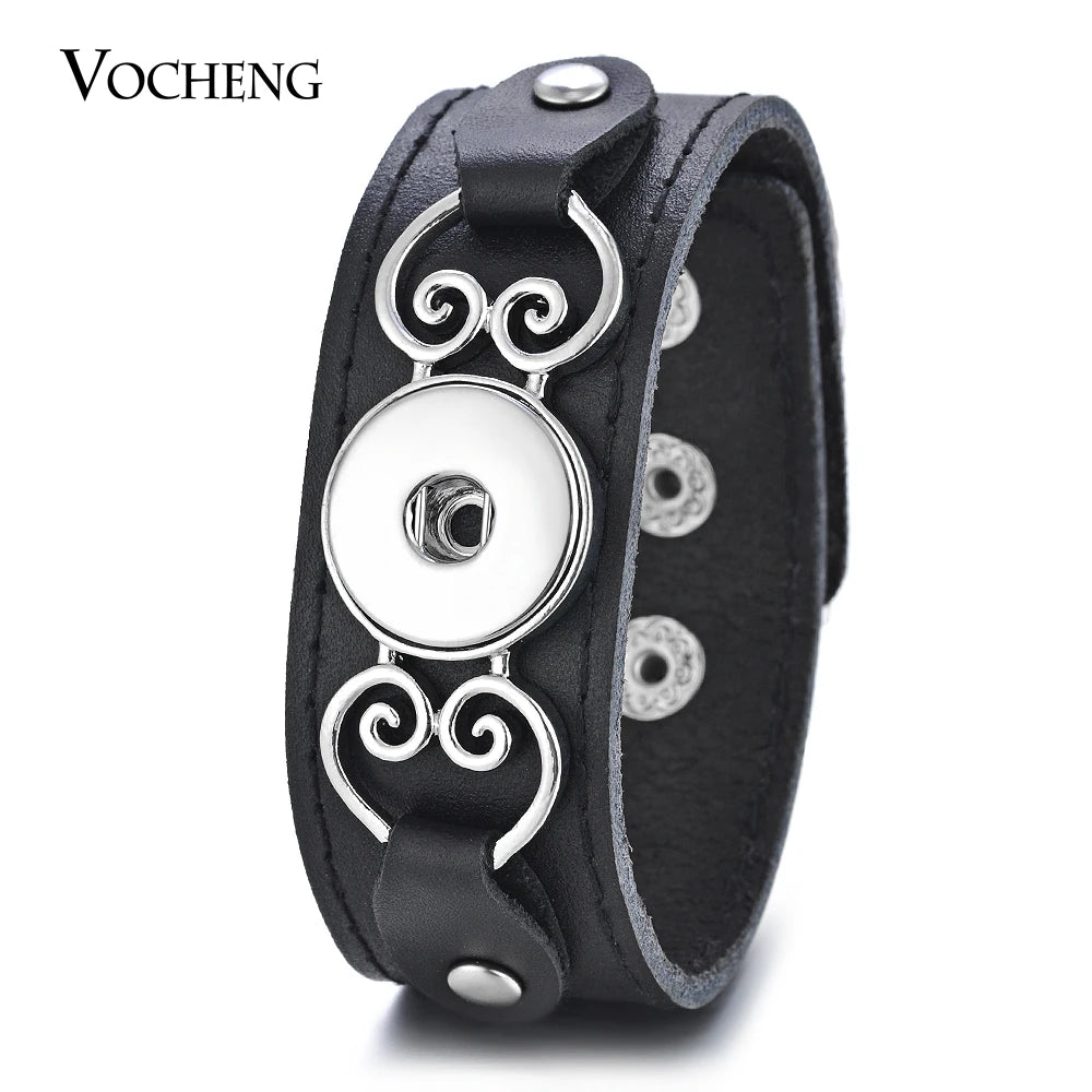 Sandy Snap Genuine Leather Bracelet Fits 18mm Snap Button Charms