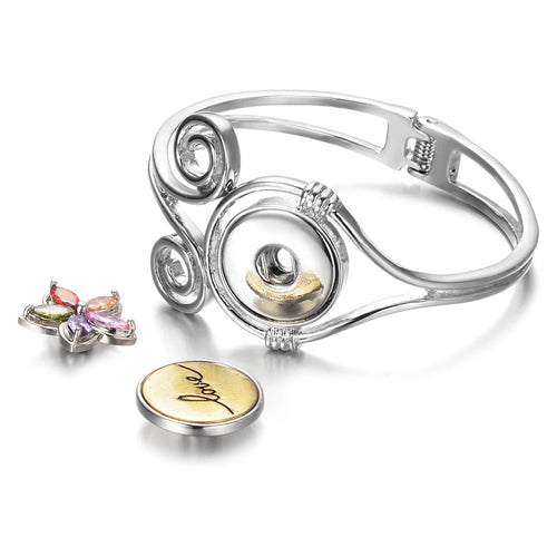 Sandy Snap Elegant Swirl Interchangeable Bracelet for 18mm Snap Buttons