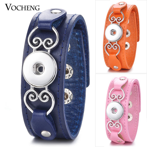 Sandy Snap Genuine Leather Bracelet Fits 18mm Snap Button Charms