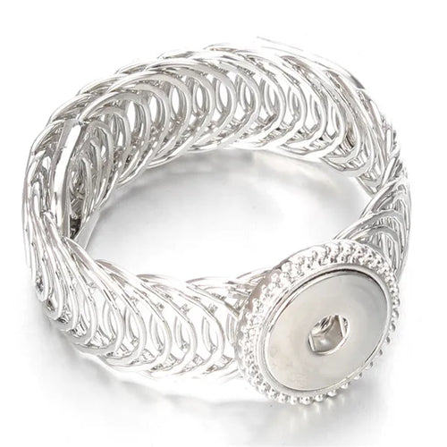 Rose Gold Sandy Snap Adjustable Bracelet Bangle Fits 18mm Snap Buttons