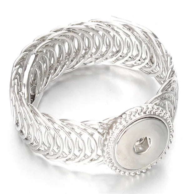 Rose Gold Sandy Snap Adjustable Bracelet Bangle Fits 18mm Snap Buttons
