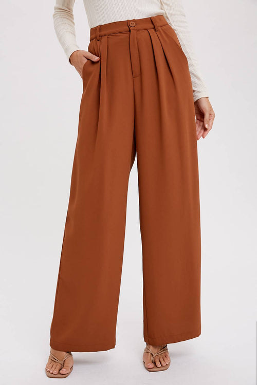 Bluivy - PINTUCK WIDE LEG PANTS in classic Cream, Black and Hazelnut