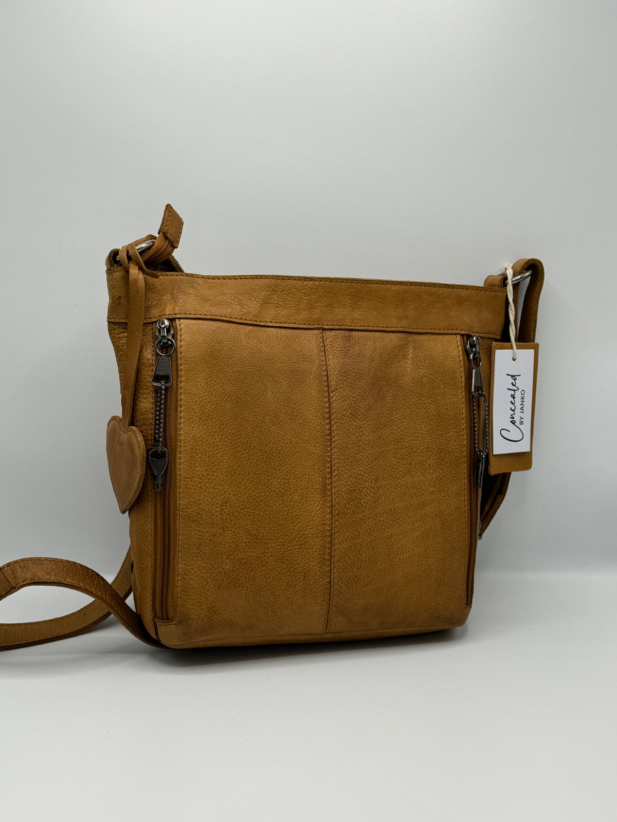 Concealed By Janko Anna Handbag – Tan Leather Basket Weave