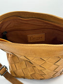 Concealed By Janko Anna Handbag – Tan Leather Basket Weave