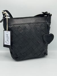 Anna Concealed Carry Handbag – Black Basket Weave Leather