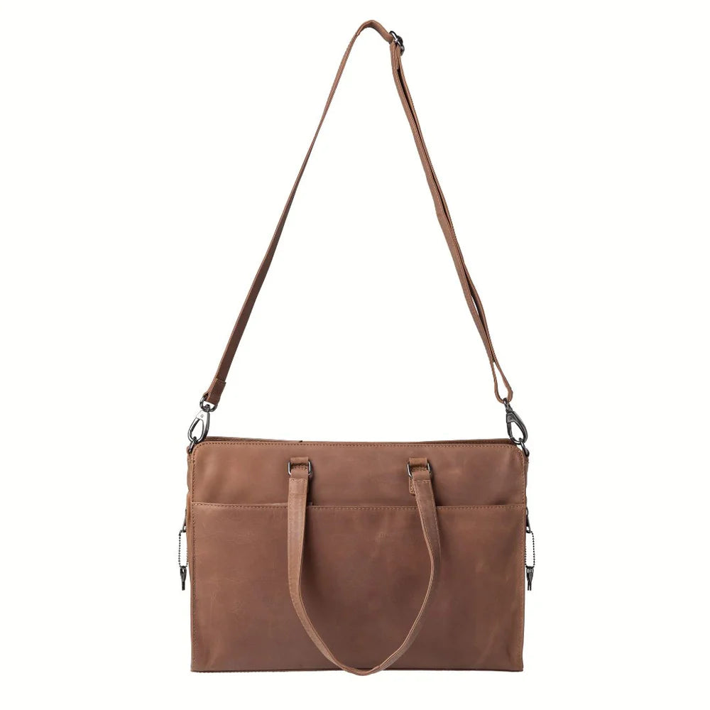 Concealed Carry Willow Computer Satchel – Secure Leather Laptop Bag
