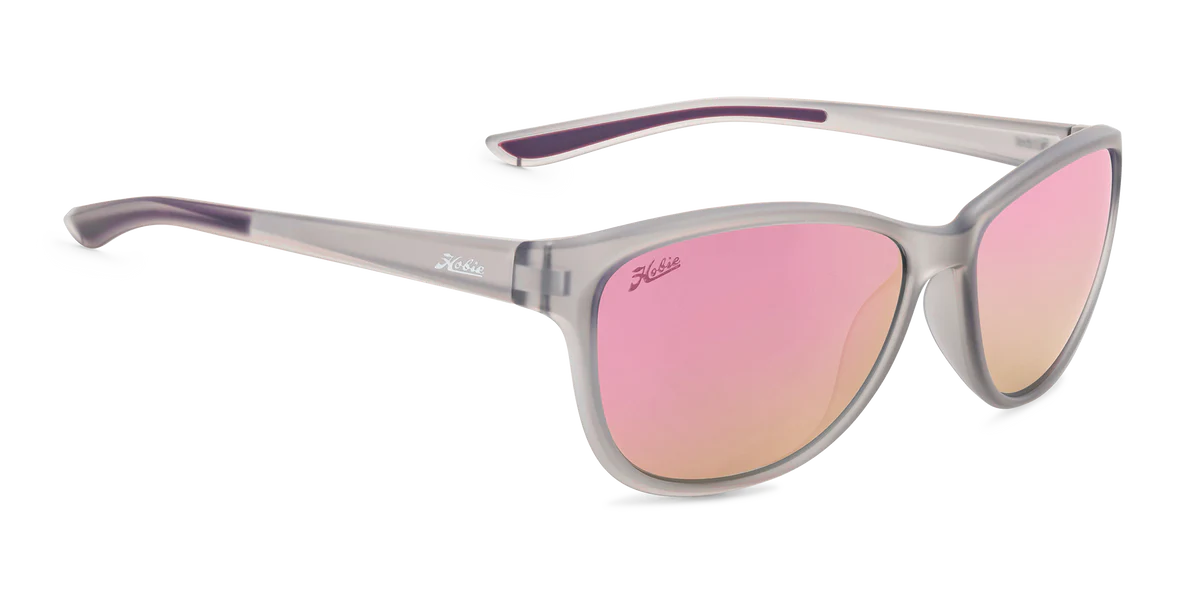 Mya Polarized Sunglasses – Satin Crystal Grey / Pink Lens