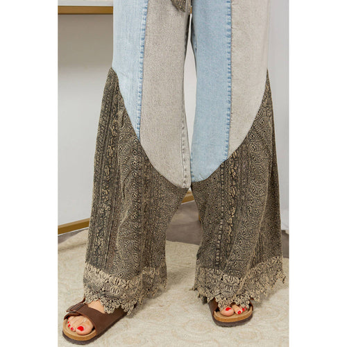 Young Threads - Wild West Lace Rhapsody Denim Lace Flare Pants