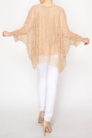 Origami Apparel ~ Lace and Crochet inspired - Subtly Glam Lace Overlay Top With Lining & Sparkles - 4853TAUPE