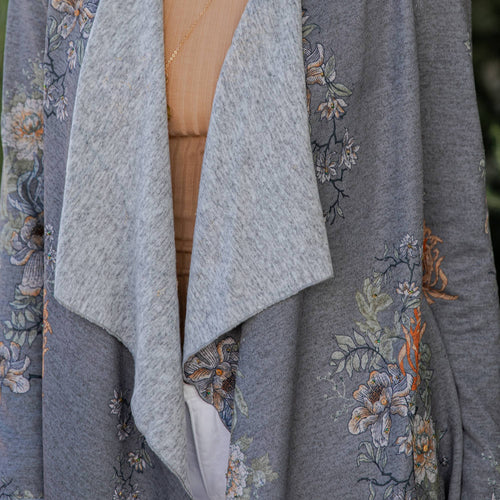 Young Threads - Artisan Plush Knit Kimono Shrug with Handcrafted Embroidery