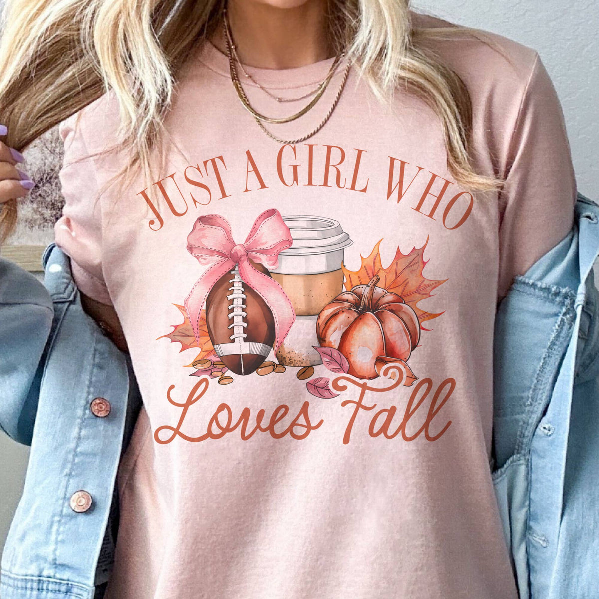 Par.tees by Party On! - Fall Football Tee Just a Girl who Loves Fall Pumpkin Tshirt