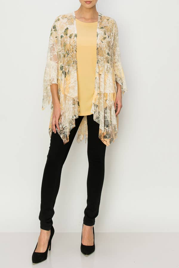 Origami Apparel ~ Lace and Crochet inspired - OLS-4618BG/DD YELLOW FL: XL
