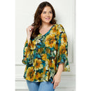 Winslow Collection - PLUS SIZE RUFFLE SLEEVE V-NECK SWING BLOUSE