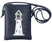 Shine Mark Accessories - Navy - Light house laser cut cross body cell phone bag