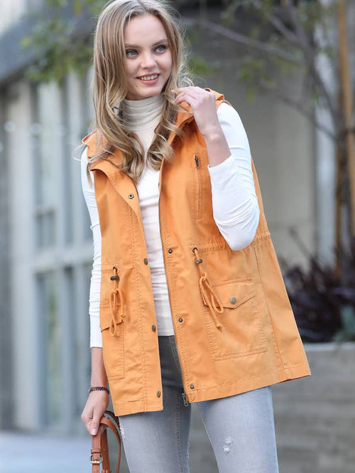 42POPS - ,,..0625 Drawstring Waist Military Hoodie Vest With Pockets SI-20066