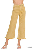 42POPS - ",,..Acid Washed Frayed Cutoff Hem Straight Wide Pants