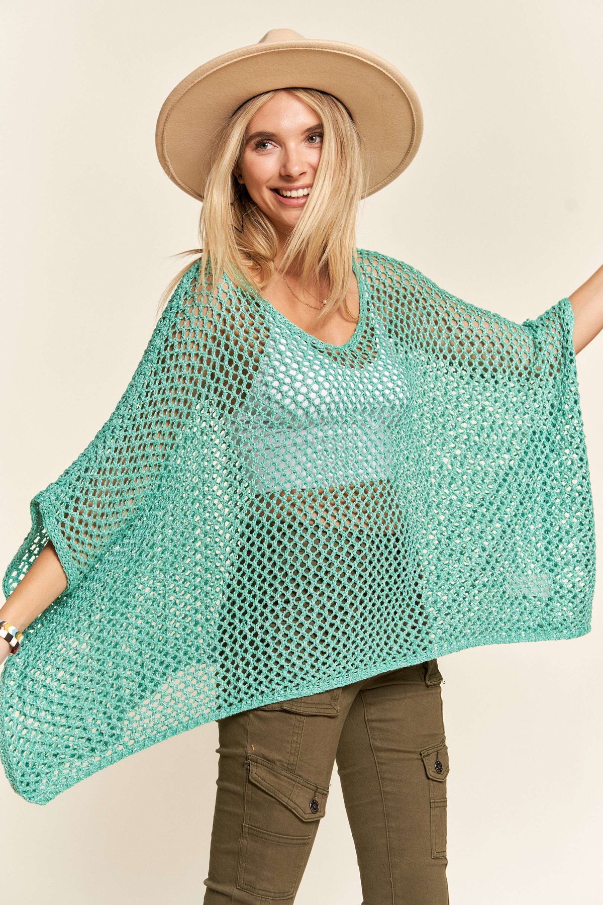 Madelyn - LESW3218 - FISHNET PONCHO COVER UP