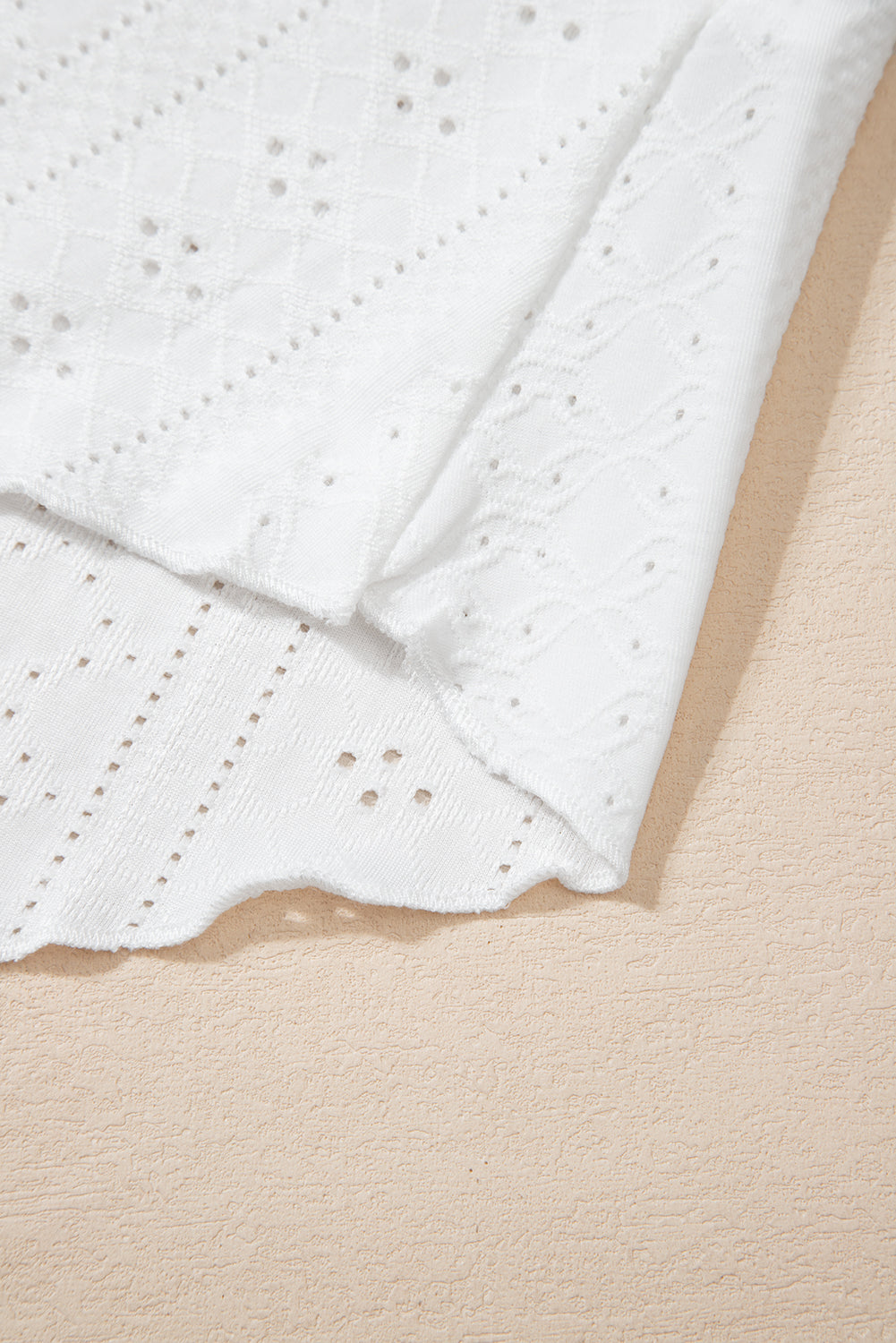 White Lace Crochet Splicing Eyelet V Neck Tank Top