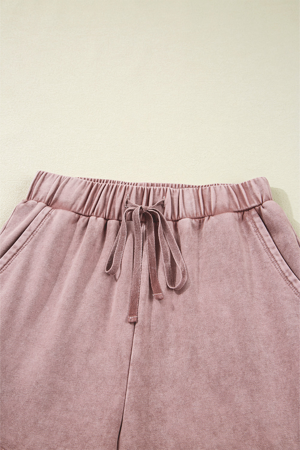 Mineral Wash Tiered Wide Leg Patchwork Drawstring Pants