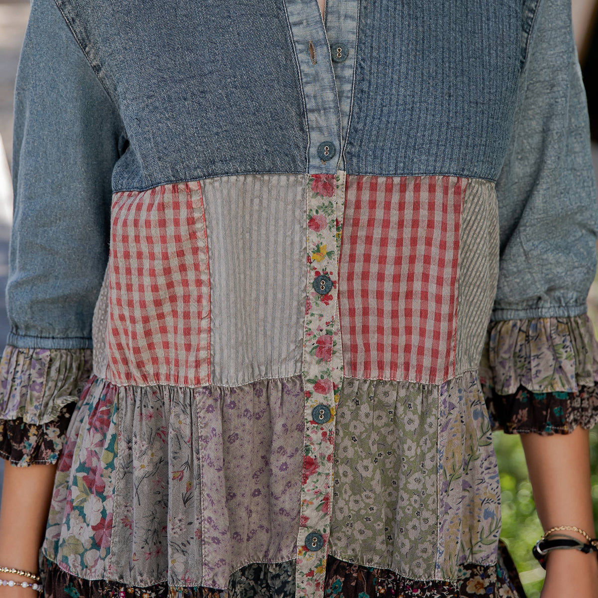 Young Threads - 3/4 Ruffle Sleeves Western Blouse Top (New Color)