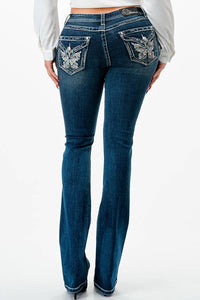 Grace in LA - Faux Flap Butterfly Embroidery Junior Boot Cut| JB-51830