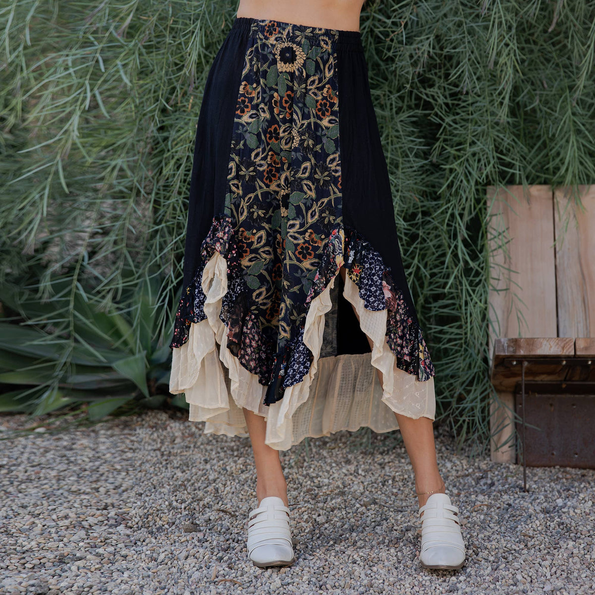 Young Threads - Bohoemian Mid-Length Skirt with Rayon Print (New Color) SK23162