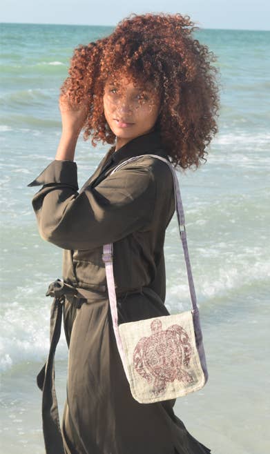 Earth Divas - Hemp, Cotton Shoulder Crossbody Bag Front Flap