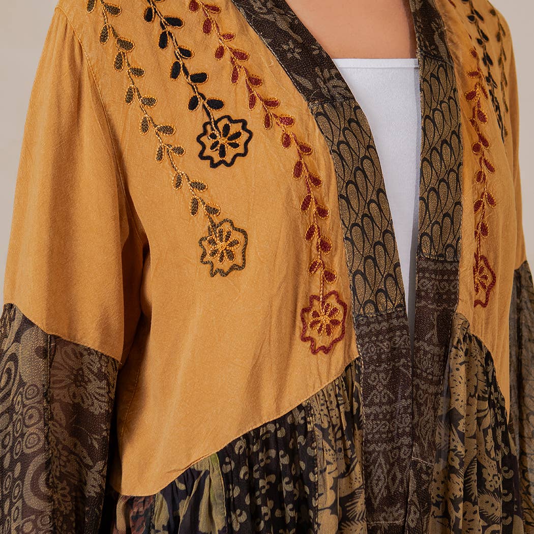 Young Threads - Printed Rayon Kimono Shrug with Embroidery (New Color)