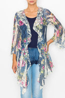 Origami Apparel ~ Lace and Crochet inspired - OLS-4495 BG/DENIM ROSE