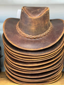Lesa collection inc - Gunner| Reddish Brown Leather Western Outback Cowboy Hat