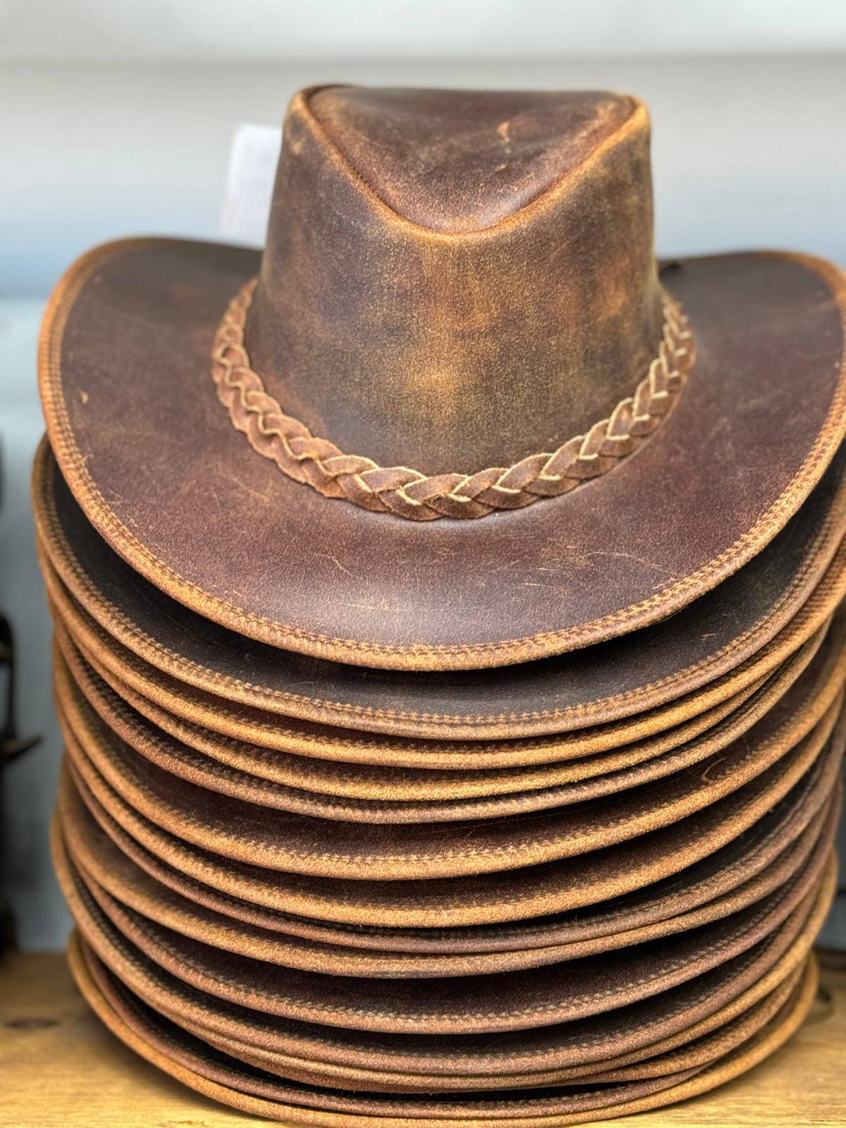 Lesa collection inc - Gunner| Reddish Brown Leather Western Outback Cowboy Hat