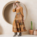 Young Threads - Rustic Bohemian: Smocked Patchwork Maxi Dress - New
