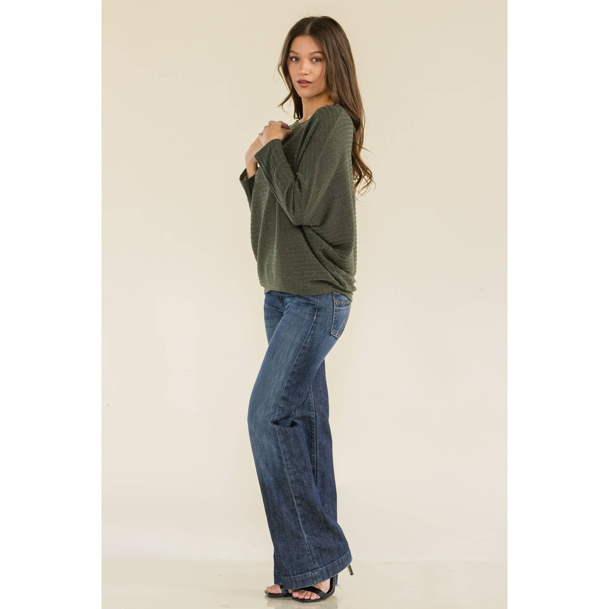 Perseption - OVERSIZE SCOOP NECK WIDE CUFF DOLMAN SWEATER