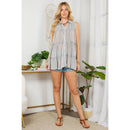 Young Threads - Sleeveless Jhabla Top Embroideried Stonewashed