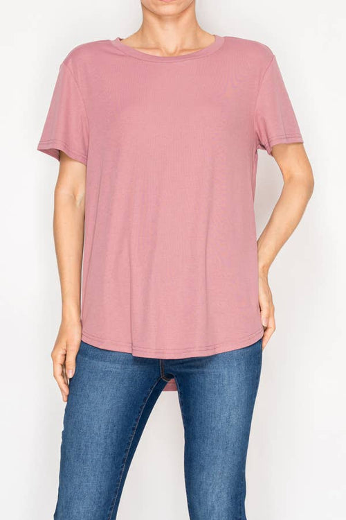 Origami Apparel ~ Lace and Crochet inspired - Ultra-Soft Short Sleeve Tee - OLS-4867DUSTY ROSE