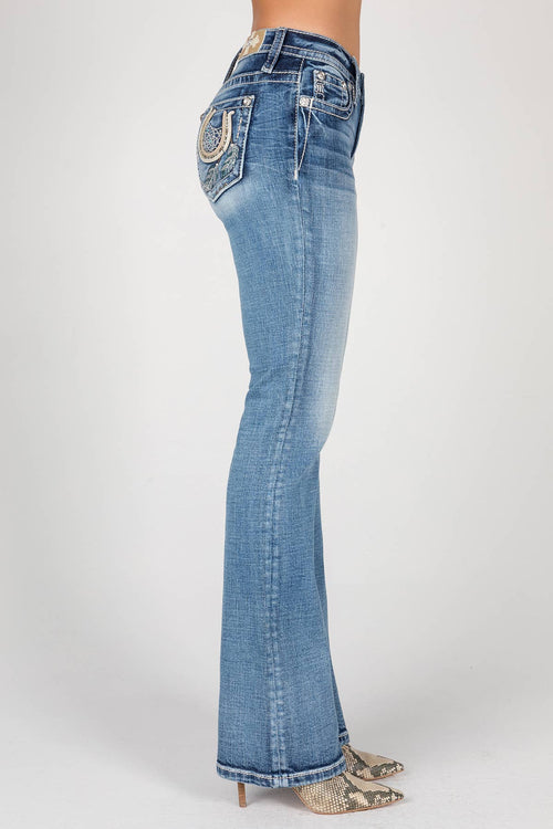 Miss Me-M9317B-Mid-Rise Bootcut Jeans