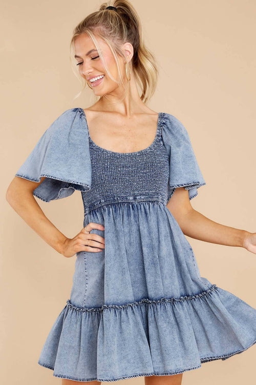 Hope & Sunshine - Denim Short Sleeve Tunic Dress