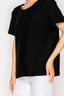 Origami Apparel ~ Lace and Crochet inspired - SUBTLY SPARKLY LUREX FABRIC SHORT SLEEVE TUNIC TOPOLS-4874BK