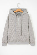 Gray Quilted Quarter Zip Plus Size Hoodie