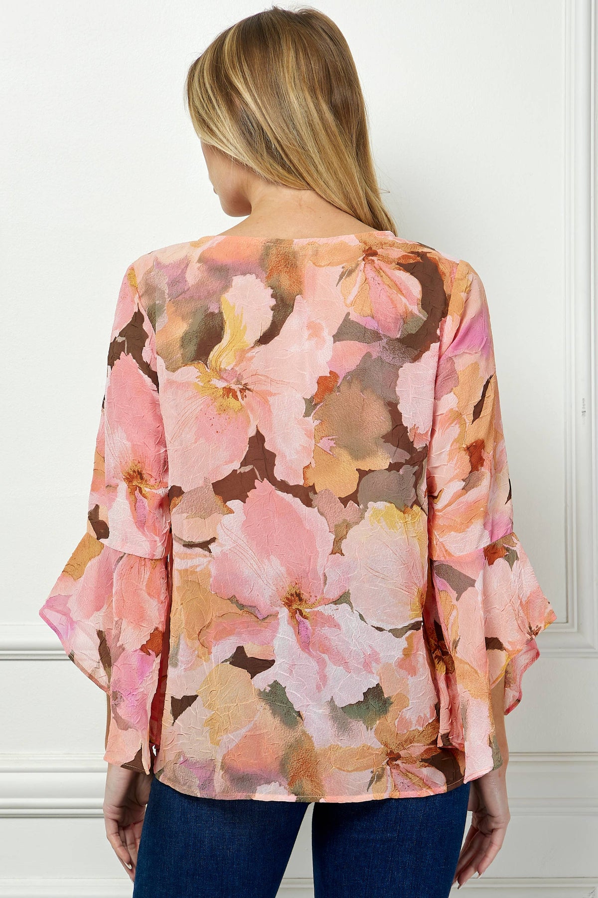 Winslow Collection - RUFFLE SLEEVE V-NECK SWING TOP