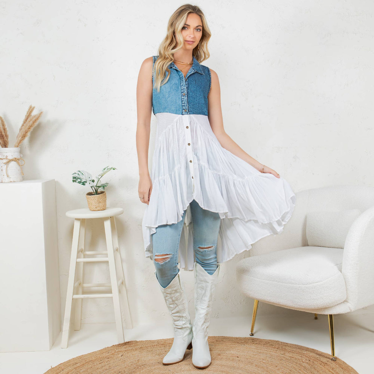 Young Threads - Front-Open Asymmetrical High Low Top - New Design