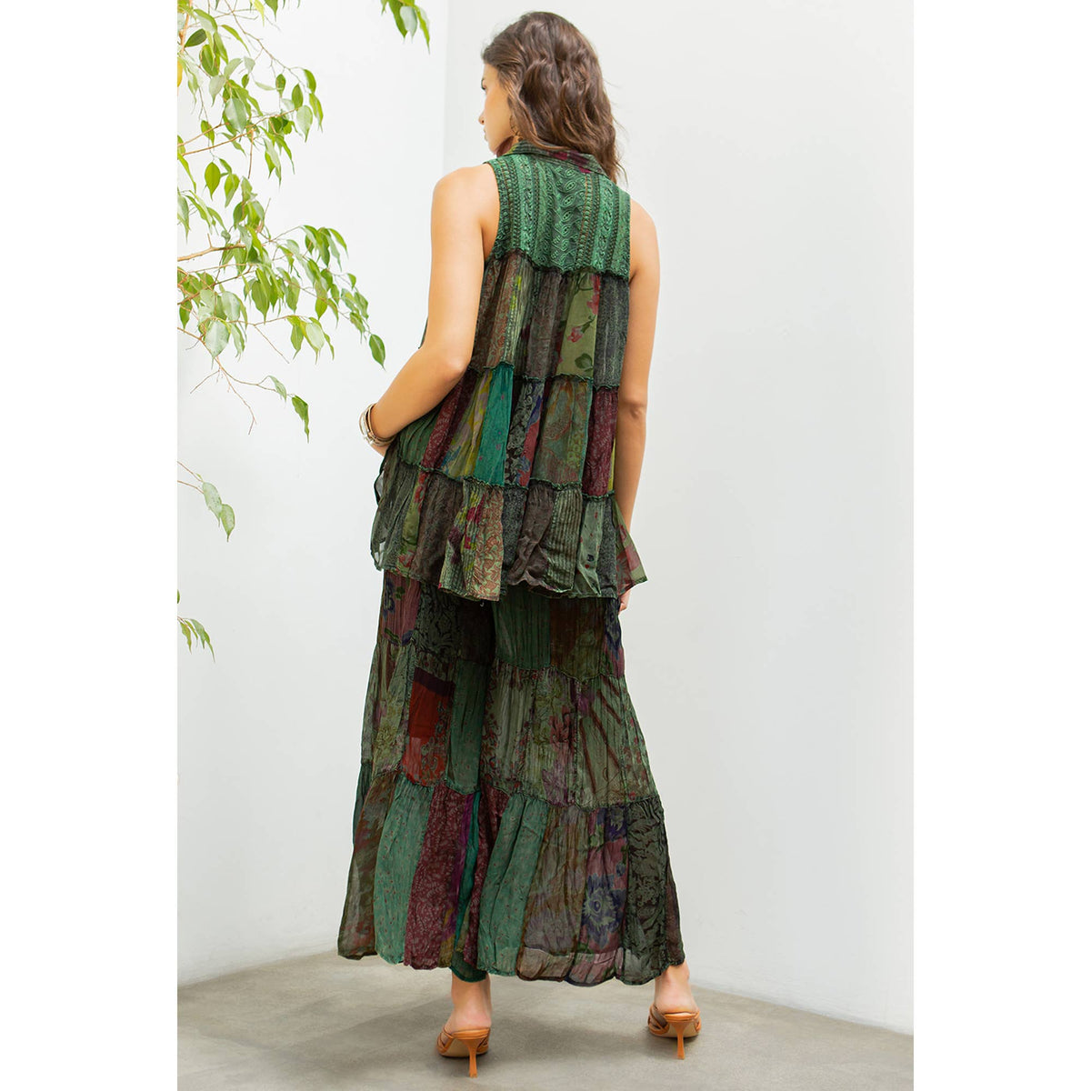 YOUNG THREADS - Sets Sleeveless Jhabla Top And Long Flared Patchwork Pants