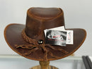 Lesa collection inc - Gunner| Reddish Brown Leather Western Outback Cowboy Hat