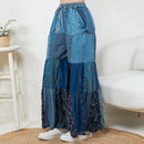 Young Threads - Boho chic Tiered Patch Inserted Denim &Knit Pants(New Color)