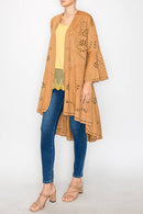 Origami Apparel ~ Faux Suede Jacket Laser Cutout Design - OLS-4762 CAMEL