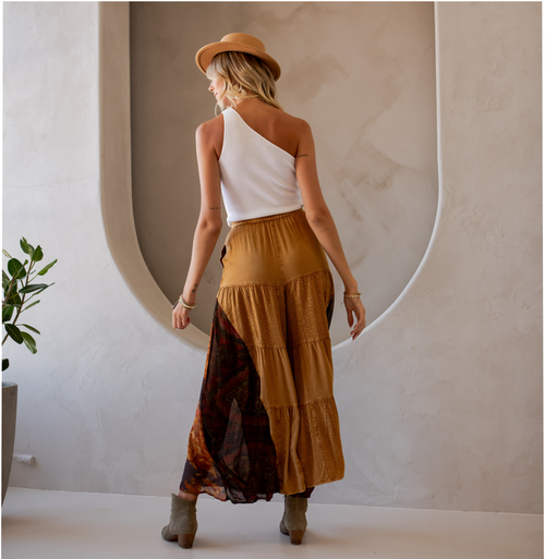 Young Threads - Rustic Bohemian: Side Paneled Patchwork Pants (New Color)