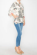 Origami Apparel ~ Lace and Crochet inspired - Lightweight Sequin and Lace Detailed Button-Up Blouse - 4718BG RNR