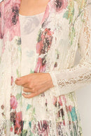 Origami Apparel ~ Lace and Crochet inspired - Feminine Stretchy Snug Long Sleeve Lace Cardigan - 493BIG ROSE